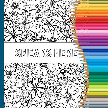 floral mindfulness colouring sheet with colouring pencils