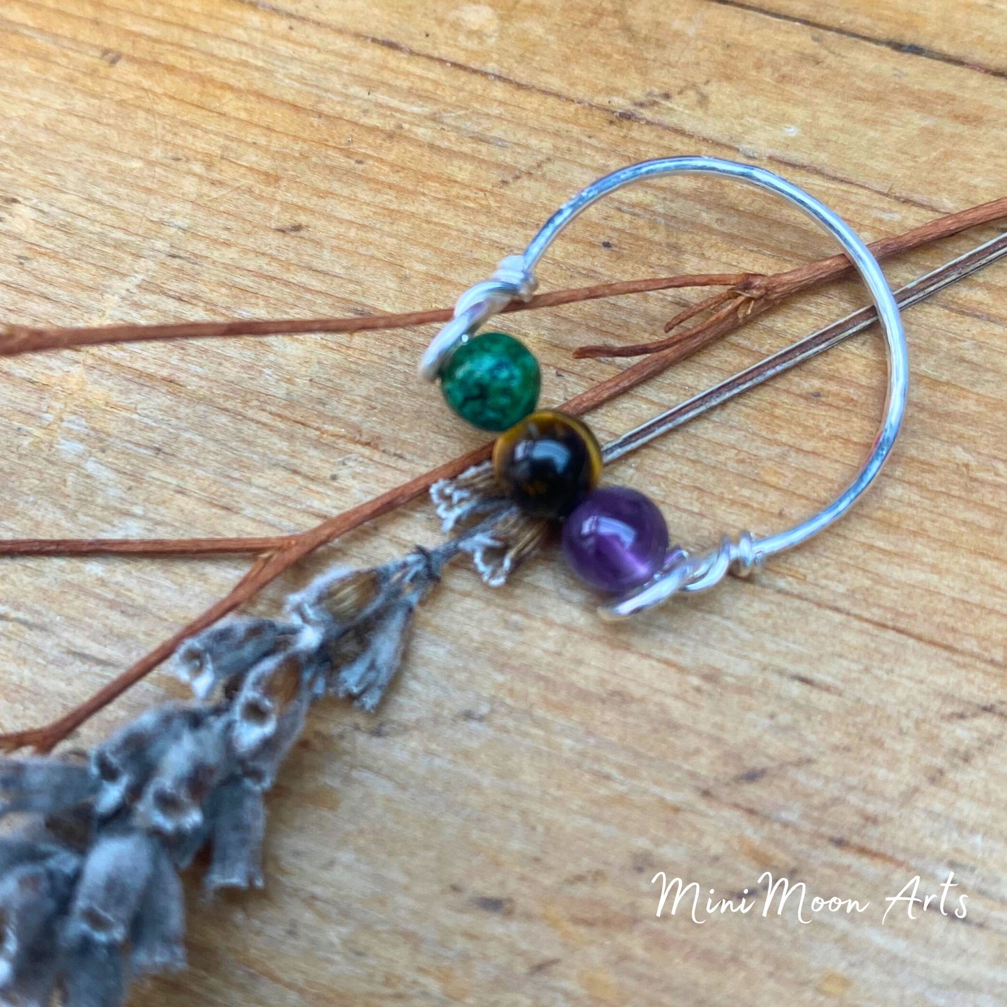 Confidence & Creation | Tiger's Eye, Amethyst, African Turquoise | Fidget & Crystal Healing Ring