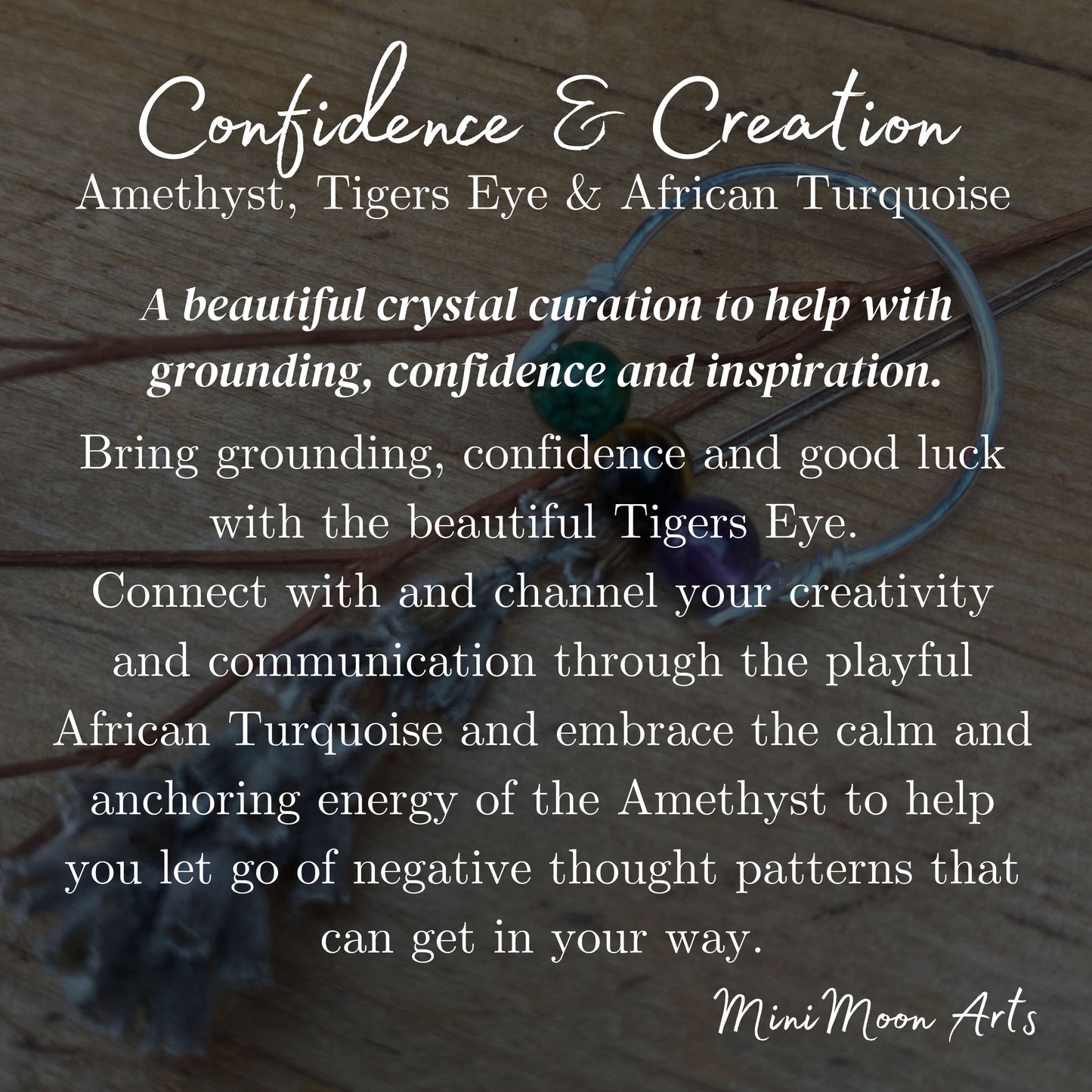 Confidence & Creation | Tiger's Eye, Amethyst, African Turquoise | Fidget & Crystal Healing Ring