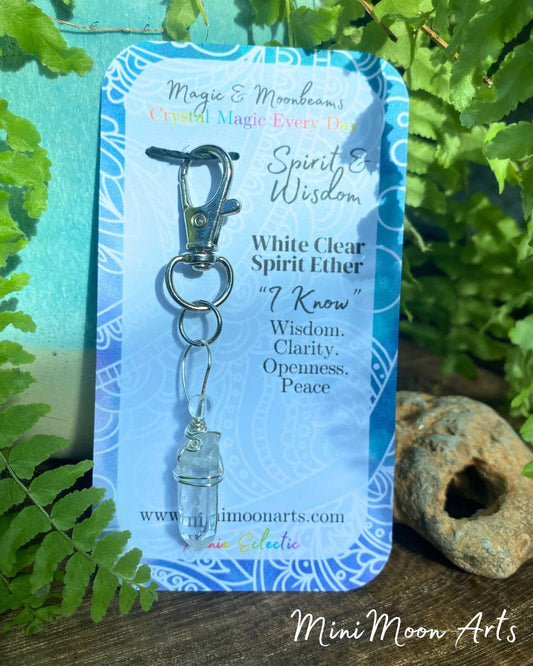 Wire-Wrapped Titanium Aura Quartz Fidget Keyring