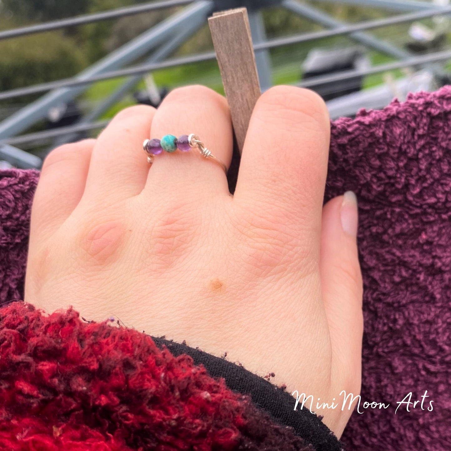 Inspiration & Whimsy | Amethyst & African Turquoise | Fidget & Crystal Healing Ring