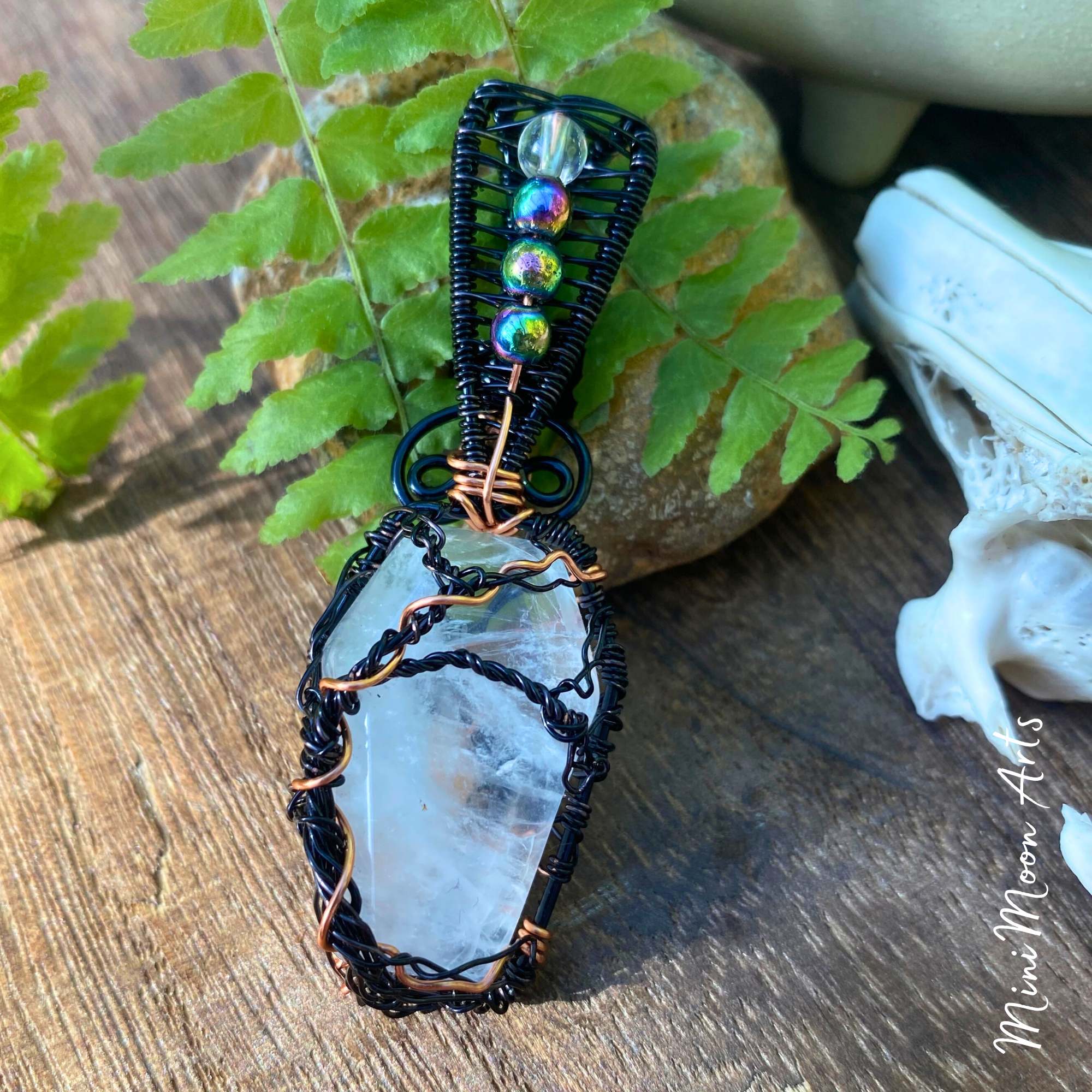 Labradorite Coffin Necklace | Wire Wrapped 2024 Coffin | Copper Wire Wrap |