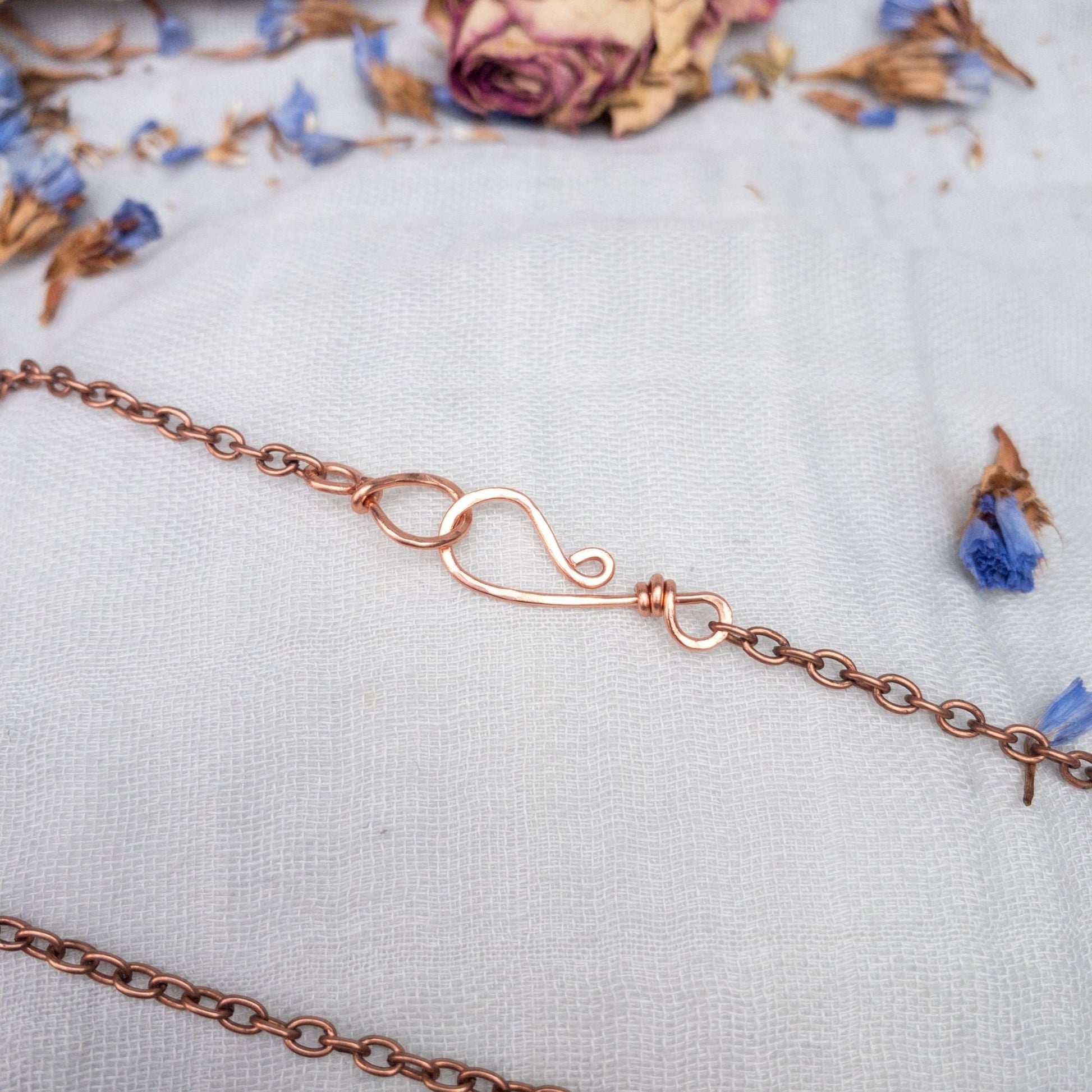 copper chain hand made wire wrap organic look clasp