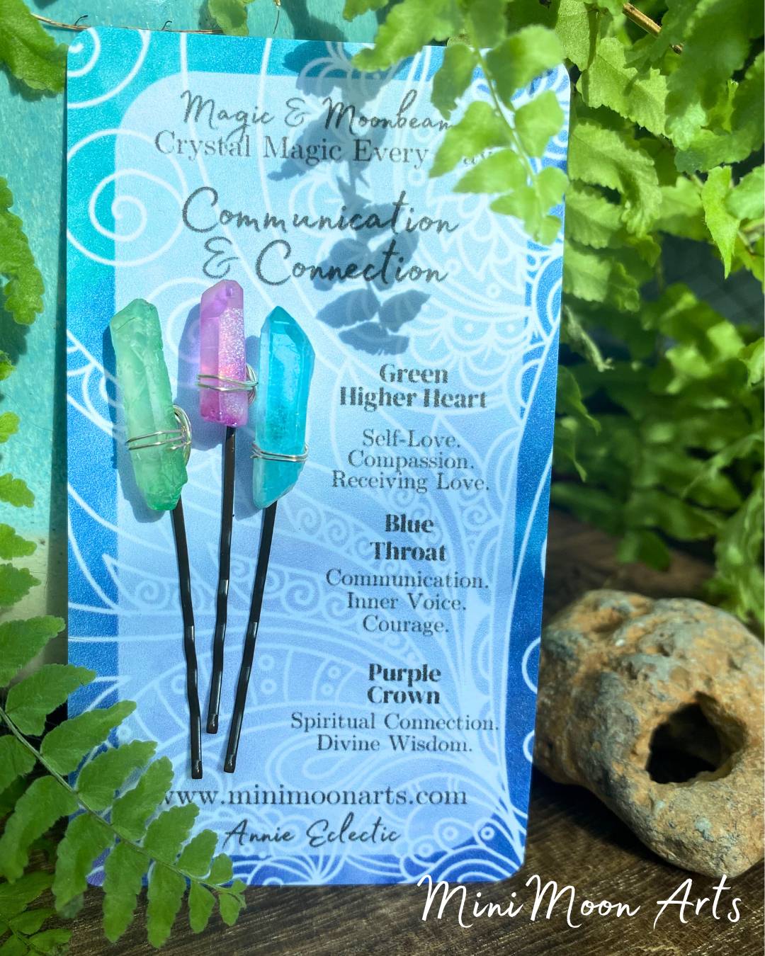 blue green purple quartz crystal wire wrapped bobby hair pins