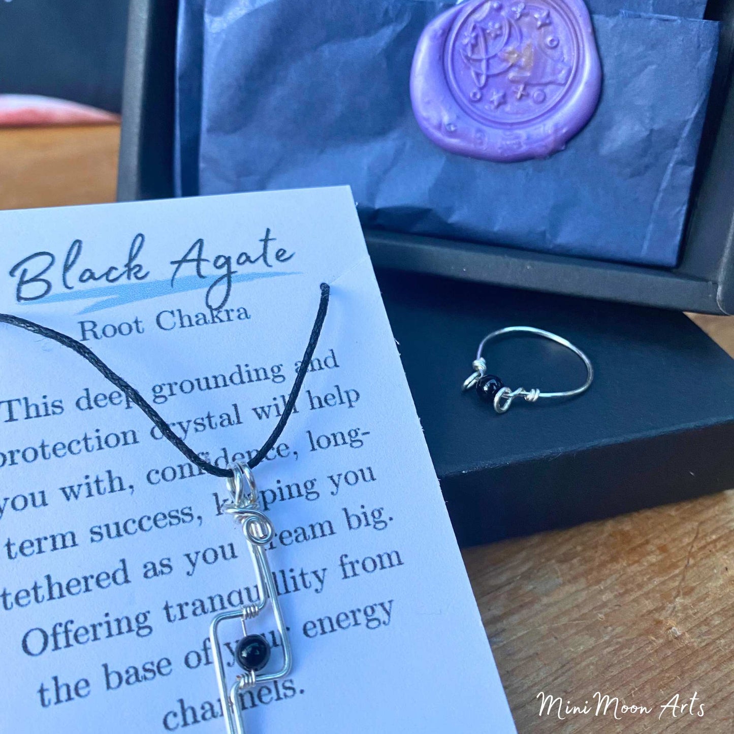 Fidget Lightning Bolt and Ring Crystal Healing Jewellery Set