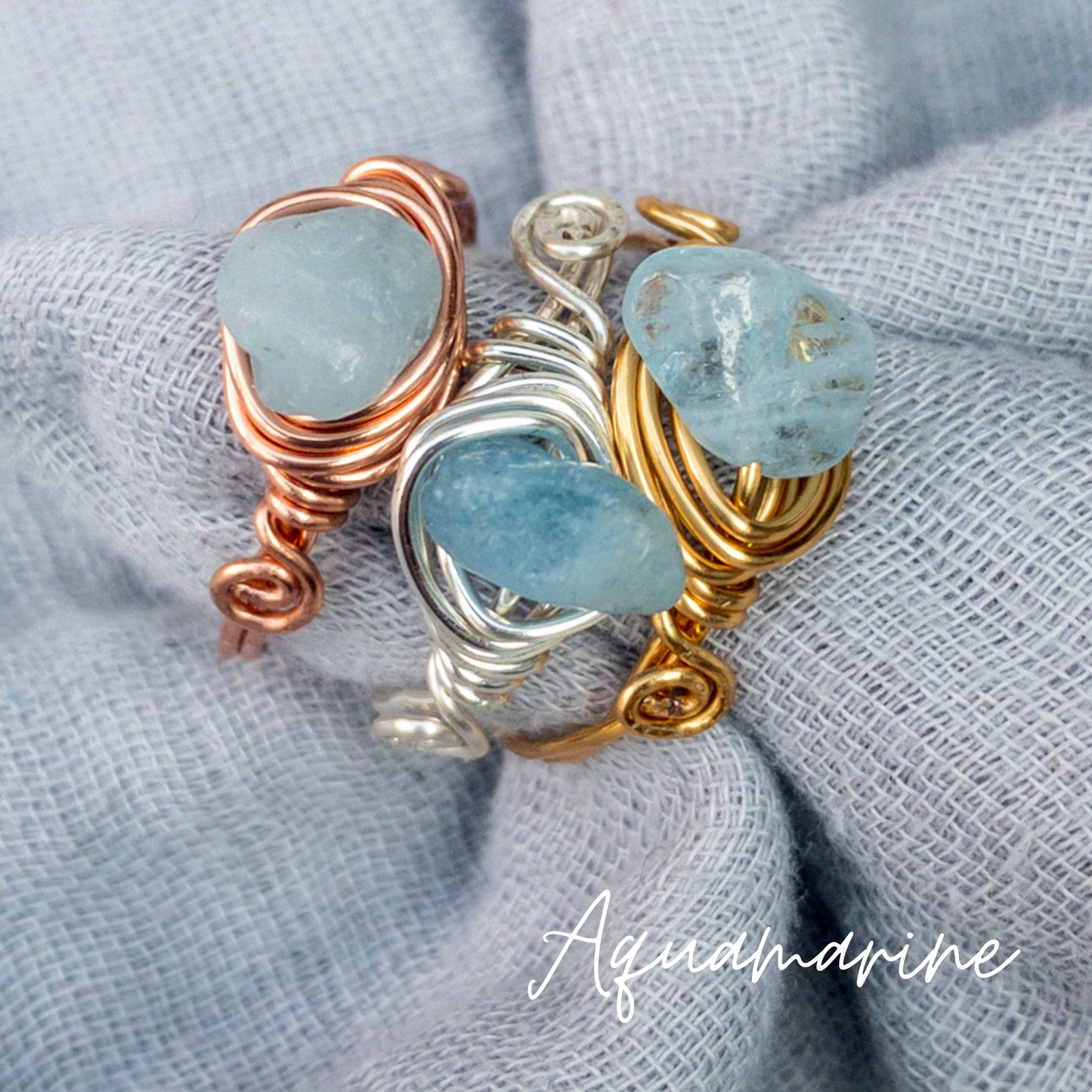 Aquamarine Wire Wrapped Ring
