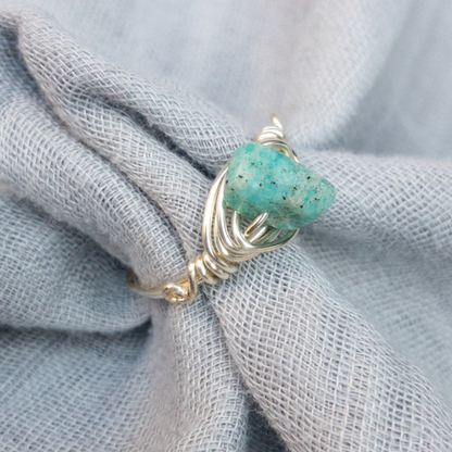 Amazonite Wire Wrapped Ring