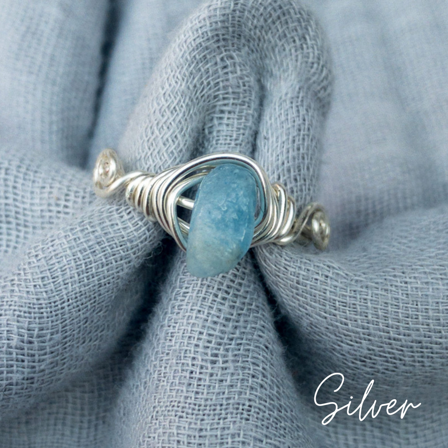 Aquamarine Wire Wrapped Ring