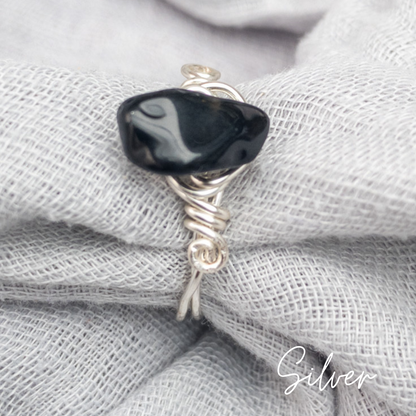 Black Obsidian Wire Wrapped Ring
