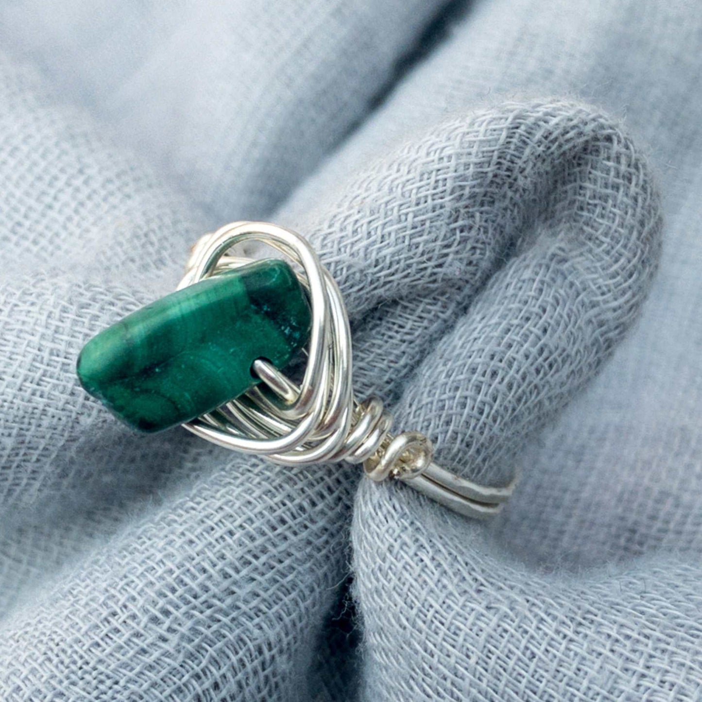 Malachite Wire Wrapped Ring