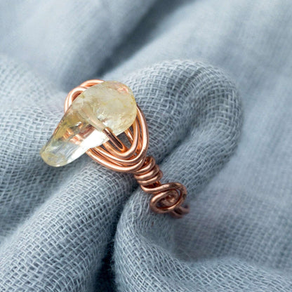 Wire wrapped ring Citrine copper