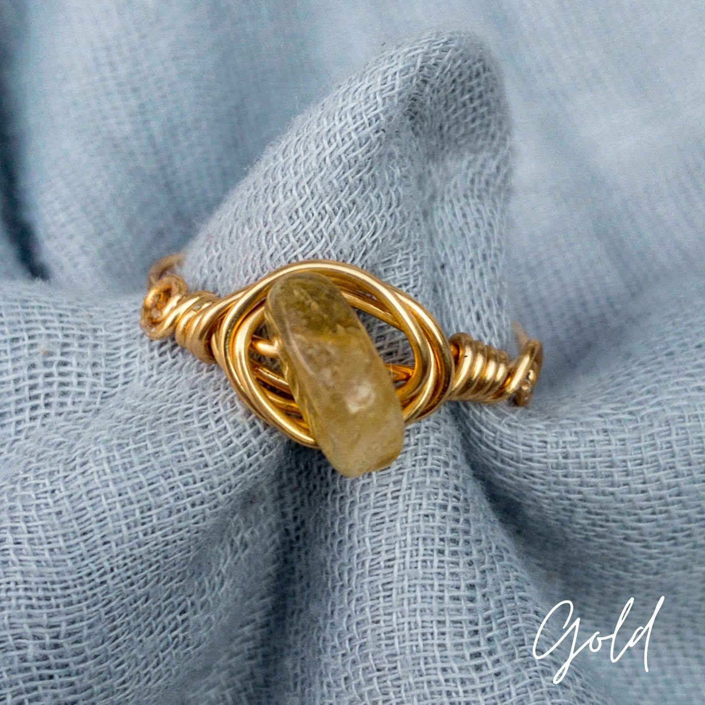 Wire wrapped ring Citrine gold