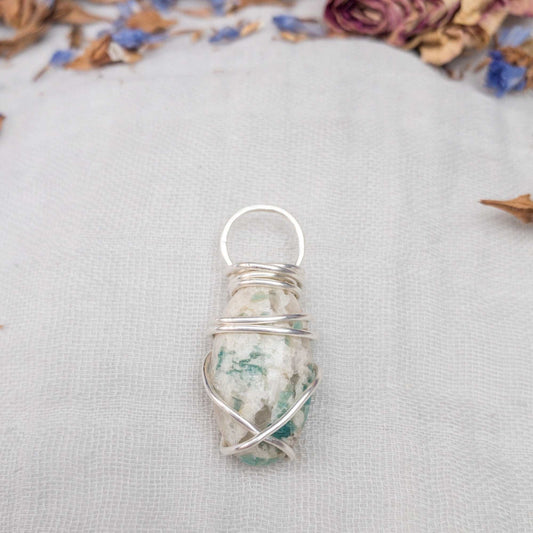 Warrior stone amazonite wire wrapped with silver filled wire