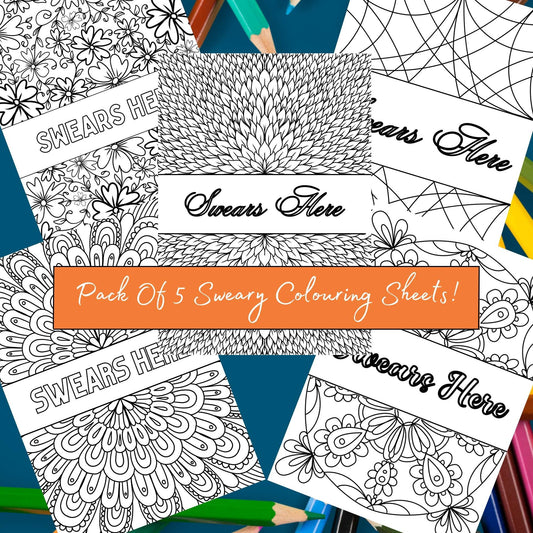 pack of 5 mindfulness colouring sheets with colouring pencils