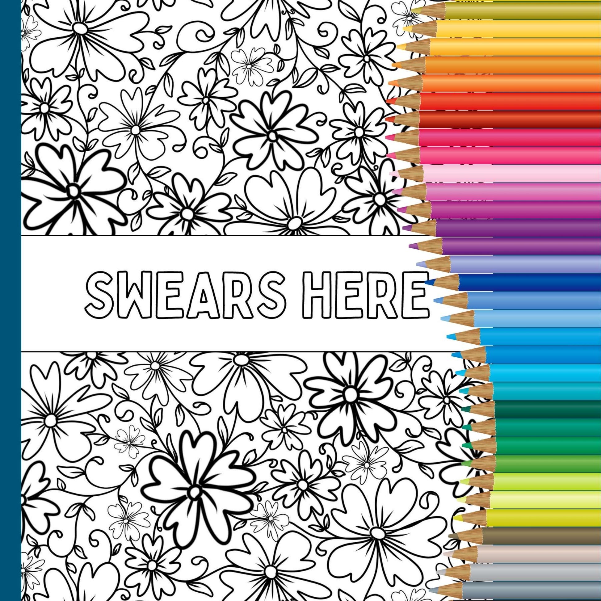 floral mindfulness colouring sheet with colouring pencils